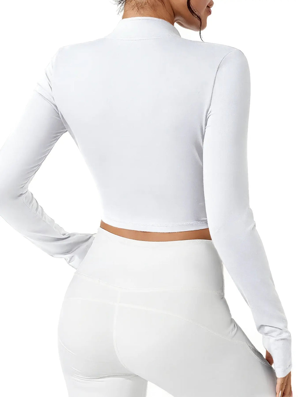 Women'S Solid Thumb Hole Long Sleeve Crop Sports Tee, Casual Sporty Comfy Breathable Cropped Top for Yoga Gym Workout, Ladies Sportswear for All Seasons, Fitness Clothes Tops