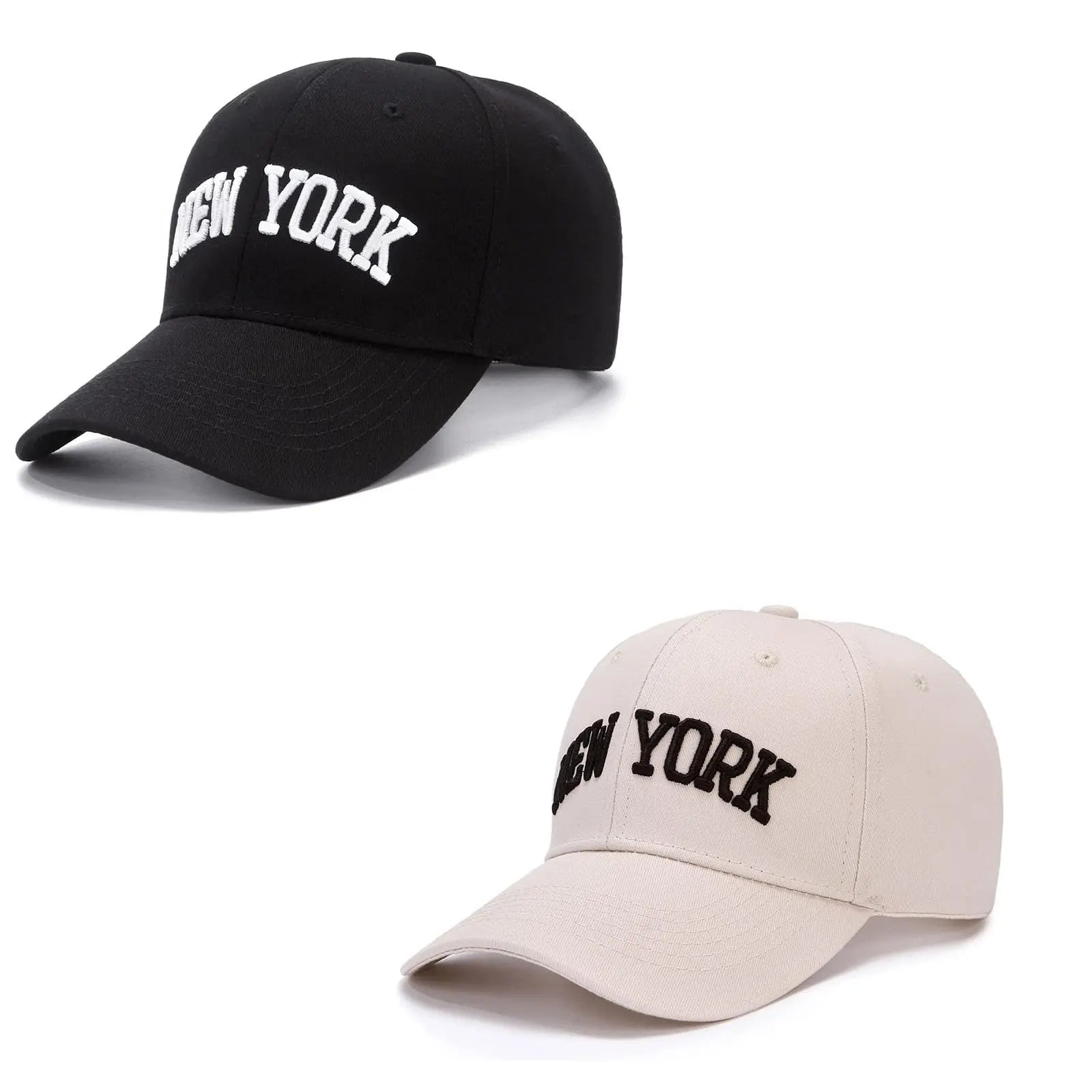 New York Trend Baseball Caps Fashion 100% Cotton Baseball Caps for Men and Women（2Pcs)