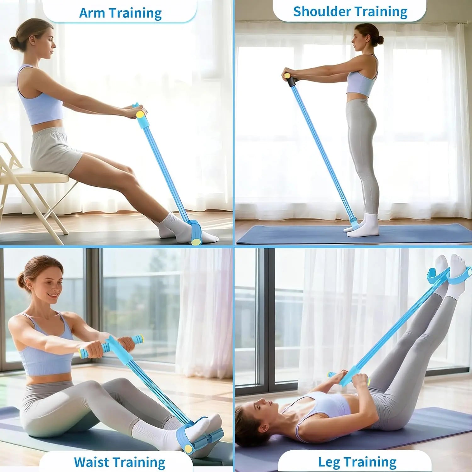 Fitness Resistance Bands Foot Ankle Puller Trainer, , Home Exercise Equipment for Strength & Body Shaping (No Yoga Mat Included)