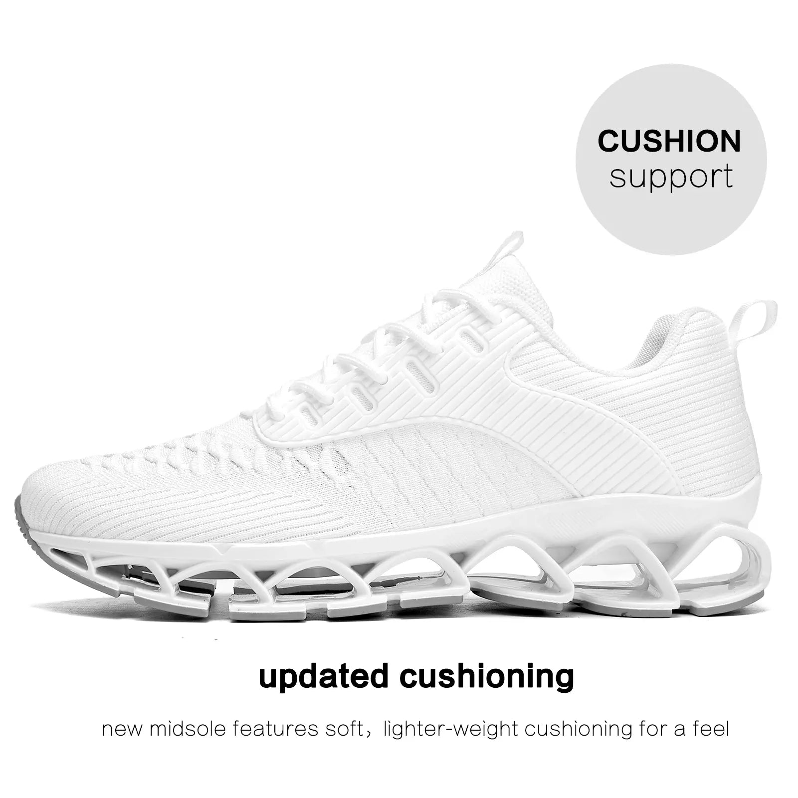 Men'S Running Shoes Blade Tennis Walking Casual Fashion Sneakers Breathable Non Slip Gym Sports Work Athletic Trainers White