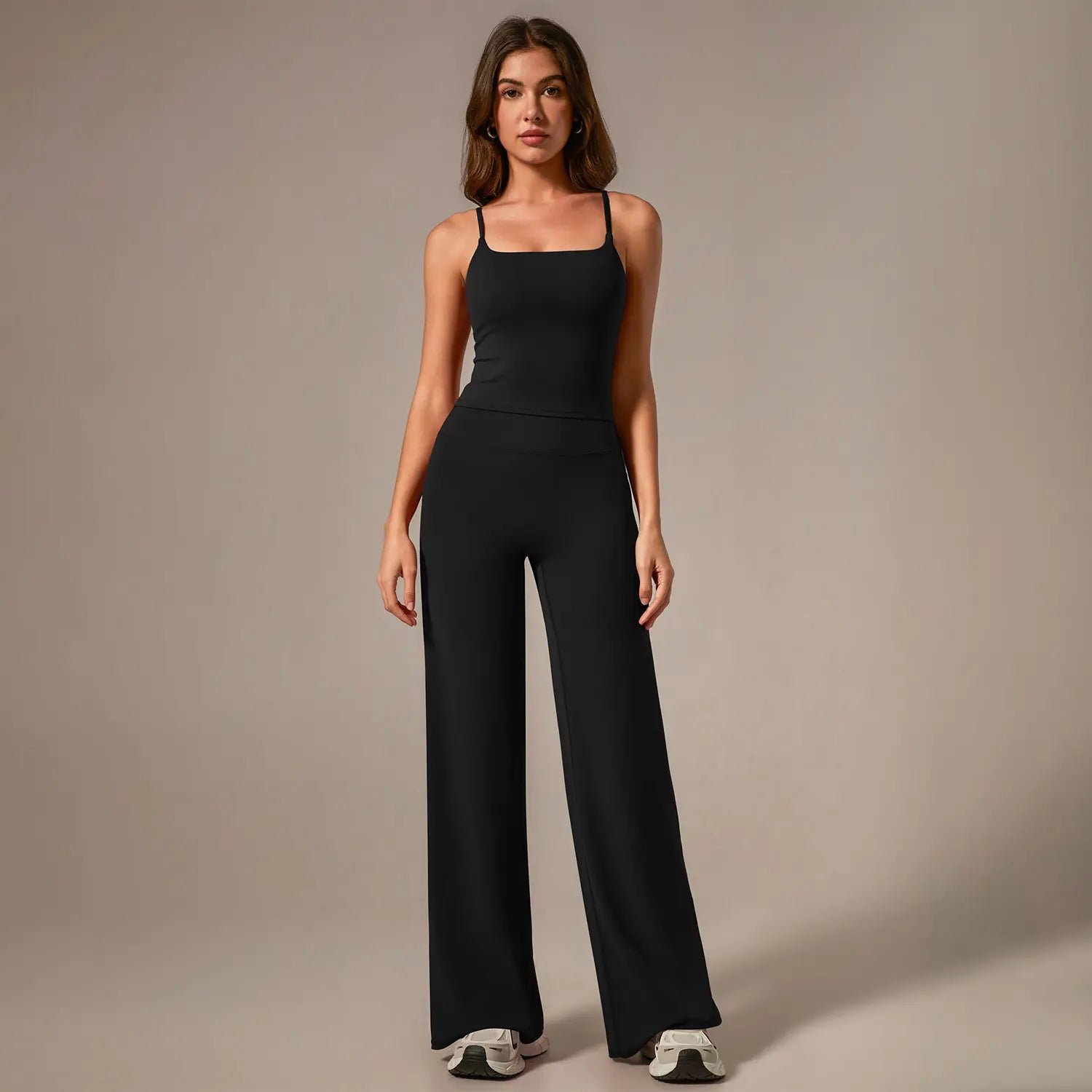 Timeoff Women'S Yoga Two-Piece Set – Stretchy Fabric, Butt-Lifting Design, Sleeveless Cami & Wide-Leg Pants for Comfortable Fit, Enhanced Curves & Flexible Movement, Ideal for Yoga, Casual Outings & Daily Wear