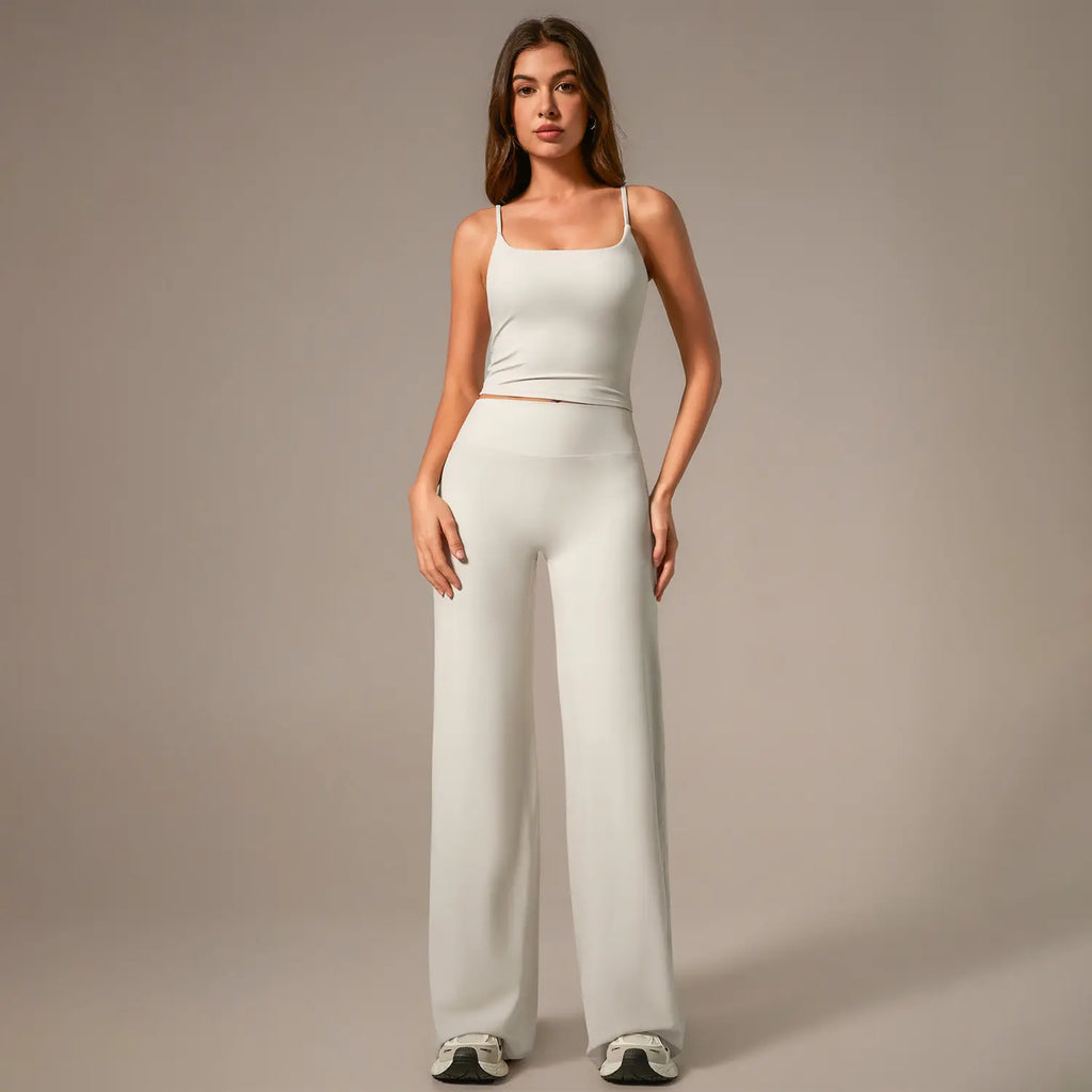 Timeoff Women'S Yoga Two-Piece Set – Stretchy Fabric, Butt-Lifting Design, Sleeveless Cami & Wide-Leg Pants for Comfortable Fit, Enhanced Curves & Flexible Movement, Ideal for Yoga, Casual Outings & Daily Wear
