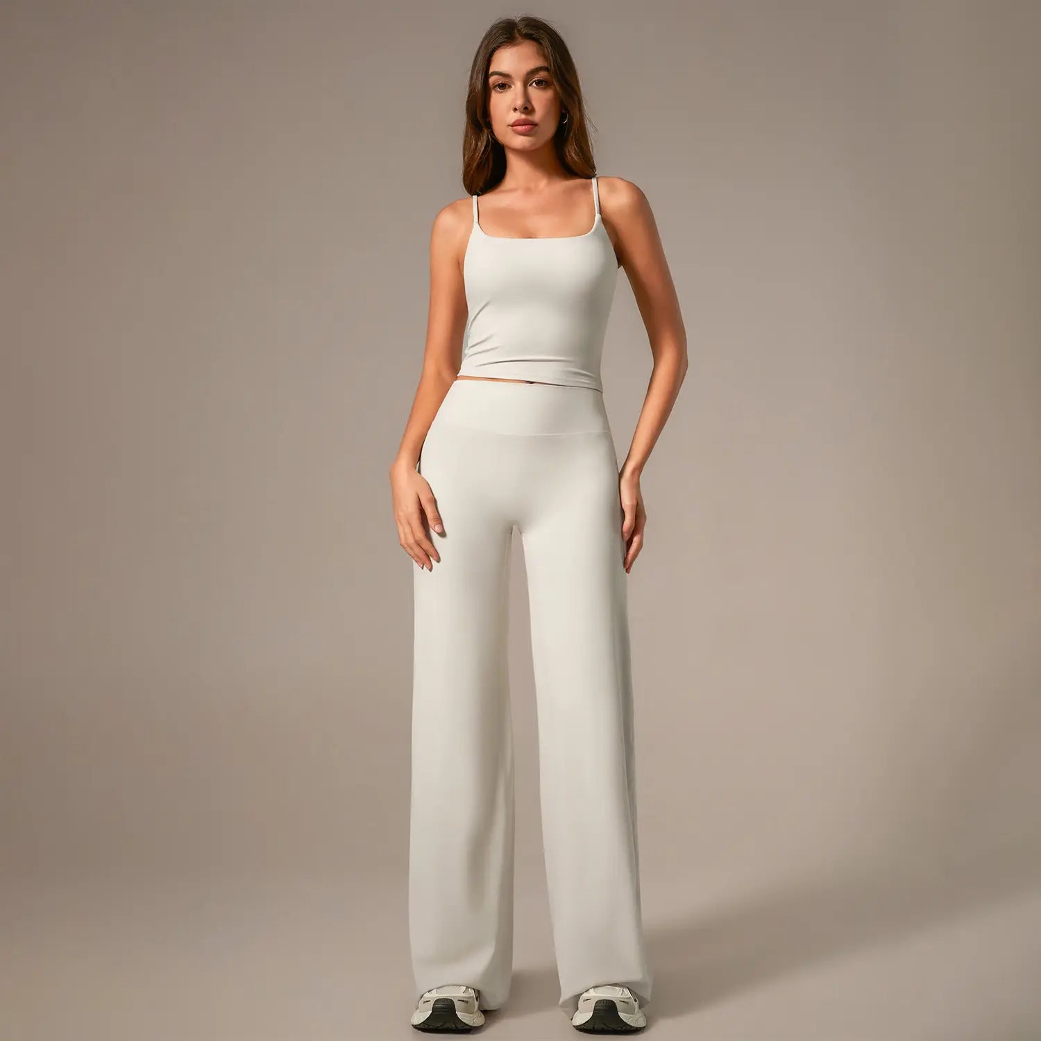 Timeoff Women'S Yoga Two-Piece Set – Stretchy Fabric, Butt-Lifting Design, Sleeveless Cami & Wide-Leg Pants for Comfortable Fit, Enhanced Curves & Flexible Movement, Ideal for Yoga, Casual Outings & Daily Wear