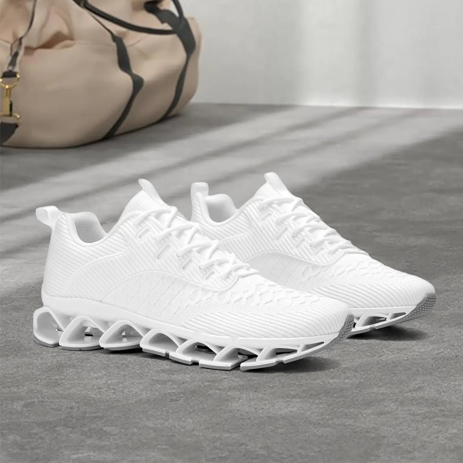 Men'S Running Shoes Blade Tennis Walking Casual Fashion Sneakers Breathable Non Slip Gym Sports Work Athletic Trainers White