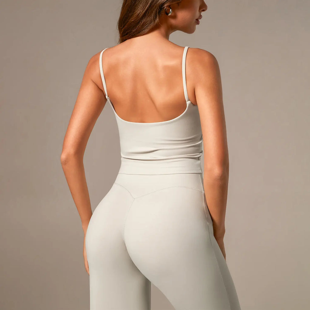 Timeoff Women'S Yoga Two-Piece Set – Stretchy Fabric, Butt-Lifting Design, Sleeveless Cami & Wide-Leg Pants for Comfortable Fit, Enhanced Curves & Flexible Movement, Ideal for Yoga, Casual Outings & Daily Wear