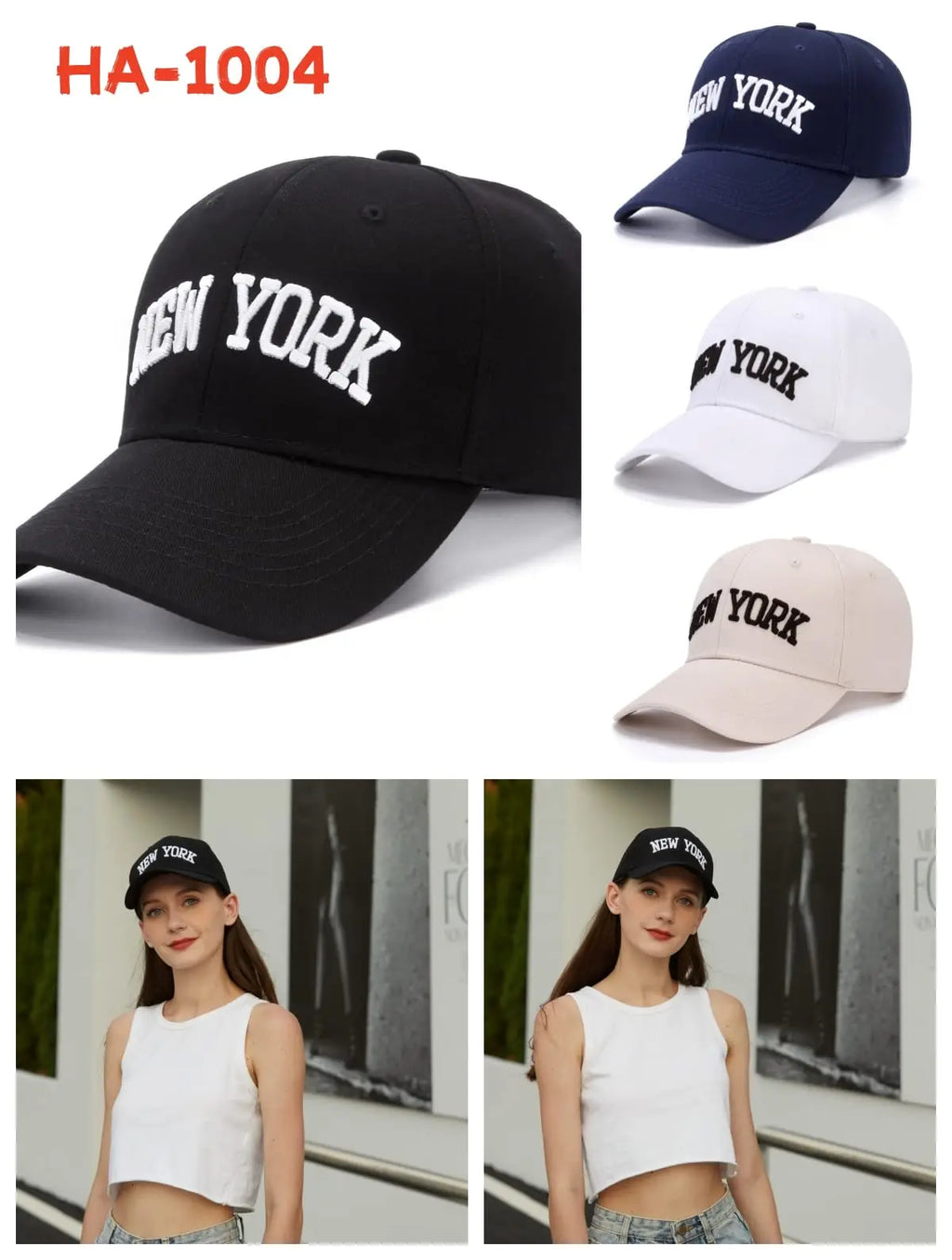 New York Trend Baseball Caps Fashion 100% Cotton Baseball Caps for Men and Women（2Pcs)